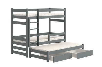 Detská posteľ poschodová s výsuvným lôžkom Alis PPV 018 - grafit, 90x200
