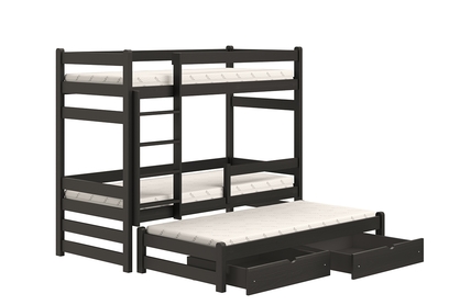 Detská posteľ poschodová s výsuvným lôžkom Alis PPV 018 - Čierny, 90x200