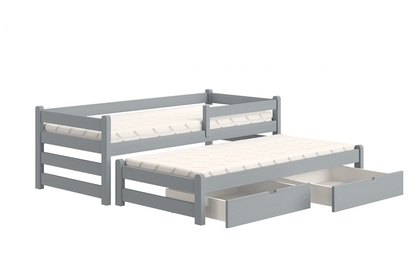 Detská posteľ prízemná s výsuvným lôžkom Alis DPV 001 - šedý, 90x200
