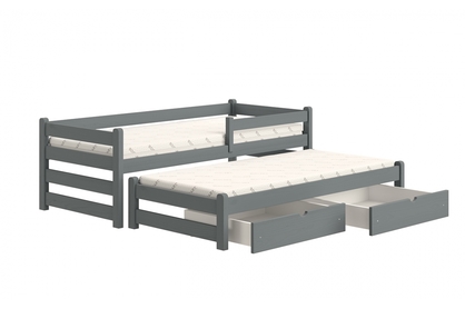 Detská posteľ prízemná s výsuvným lôžkom Alis DPV 001 - grafit, 90x200