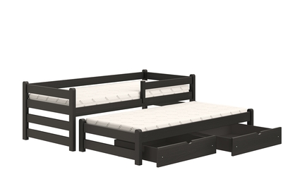 Detská posteľ prízemná s výsuvným lôžkom Alis DPV 001 - Čierny, 90x200