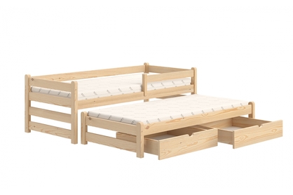 Detská posteľ prízemná s výsuvným lôžkom Alis DPV 001 - Borovica, 90x200