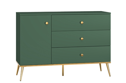 Jednodverová komoda Euras 120 cm so zásuvkami - labrador / zlatá