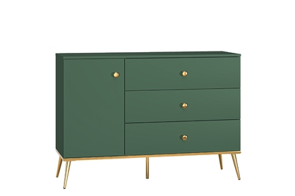 Jednodveřová komoda Euras 120 cm se zásuvkami - labrador / zlatá