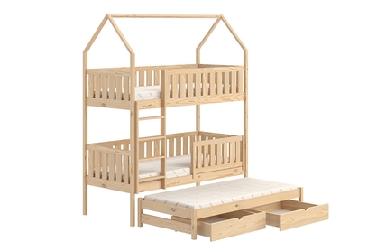 postel dětské domeček patrová  výsuvná Nemos - Borovice, 90x180