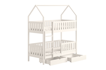 postel dětské domeček patrová  Nemos - Bílý, 90x200
