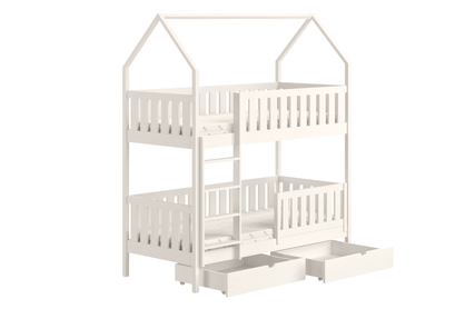 Poschodová domčeková posteľ Nemos - 80x190 cm - biela