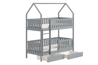Poschodová domčeková posteľ Nemos - 80x180 cm - šedá