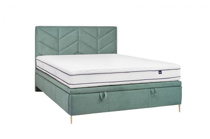 postel pro ložnice s čalouněným stelazem a úložným prostorem Lindi - 140x200, Nohy zlaté