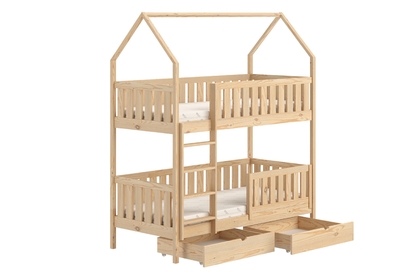 Poschodová domčeková posteľ Nemos - 80x180 cm - borovica