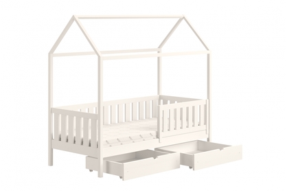 Detská posteľ domček prízemná so zásuvkami Nemos II - Biely, 90x200