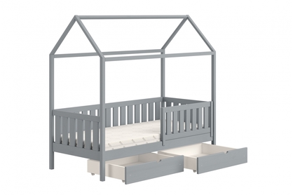Detská posteľ domček prízemná so zásuvkami Nemos II - šedý, 90x190