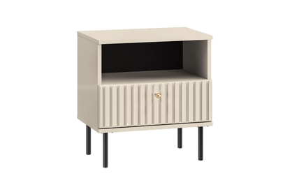 Nočný stolík Jamuzi so zásuvkou 50 cm - kašmír / čierne nožičky