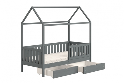 Detská posteľ domček prízemná so zásuvkami Nemos II - grafit, 90x200