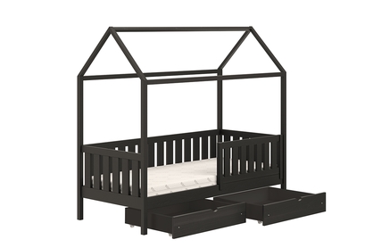Detská posteľ domček prízemná so zásuvkami Nemos II - Čierny, 90x200