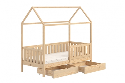 Detská posteľ domček prízemná so zásuvkami Nemos II - Borovica, 90x180