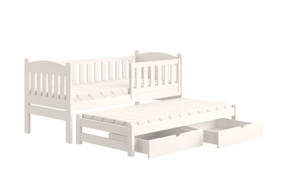 postel dětské přízemní výsuvná Alvins - Bílý, 90x200