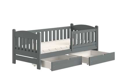 Detská posteľ drevená Alvins DP 002 - grafit, 90x200