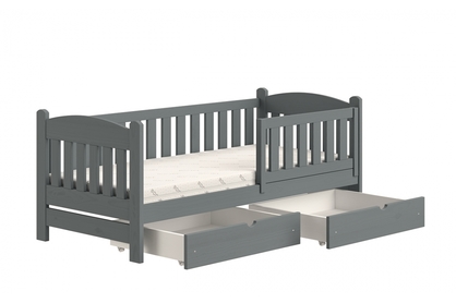Detská posteľ drevená Alvins DP 002 - grafit, 90x190