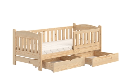 Pat pentru copii din lemn Alvins - 80x190 / pin 