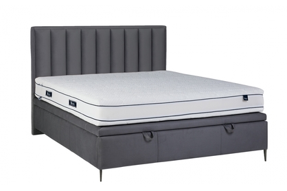 postel pro ložnice s čalouněným stelazem a úložným prostorem Misel - 140x200, Nohy černé 