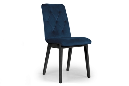 dřevěna židle Platinum 5 s čalouněným sedákem - Námořnická modrá Salvador 05 / černé Nohy