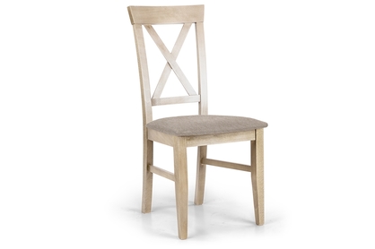dřevěna židle s čalouněným sedákem i oparciem krzyzyk Retro - tmavobéžová Gemma 11 / buk