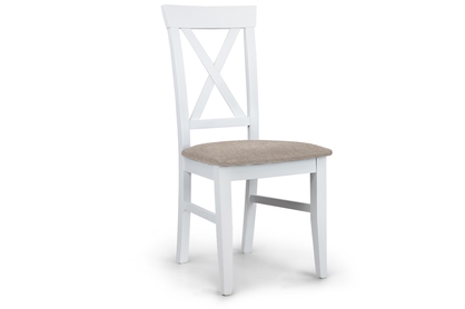 dřevěna židle s čalouněným sedákem i oparciem krzyzyk Retro - tmavobéžová Gemma 11 / Bílý
