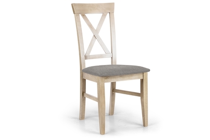dřevěna židle s čalouněným sedákem i oparciem krzyzyk Retro - šedý Gemma 85 / buk