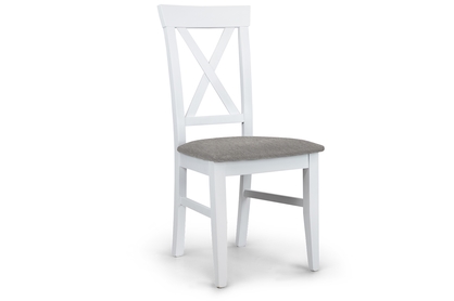 dřevěna židle s čalouněným sedákem i oparciem krzyzyk Retro - šedý Gemma 85 / Bílý