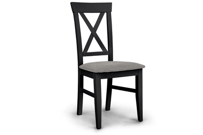 dřevěna židle s čalouněným sedákem i oparciem krzyzyk Retro - šedý Gemma 85 / Černý