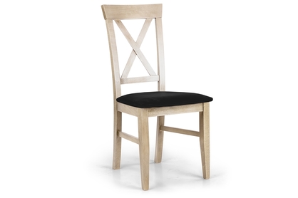 Stolička drevená z tapicerowanym siedziskiem i oparciem krzyzyk Retro - Čierny Salvador 19 / buk