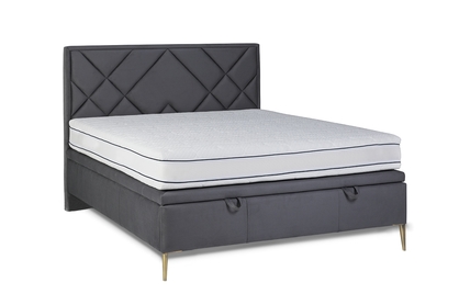 postel pro ložnice s čalouněným stelazem a úložným prostorem Simen - 140x200, Nohy zlaté