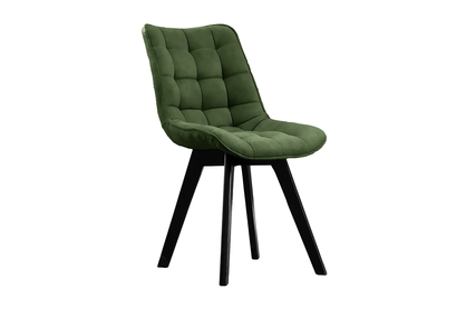 Prato kárpitozott szék, fa lábakkal - sötétzöld Vena 5 / fekete lábak