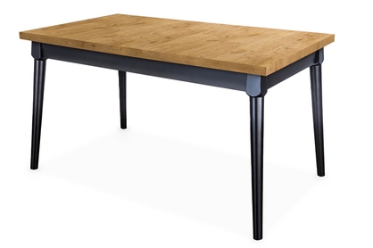 stôl rozkladany do jedálne 120-160 Ibiza na drewnianych nogach - Dub lancelot / čierne nožičky 