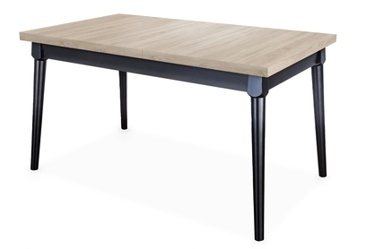 stôl rozkladany do jedálne 120-160 Ibiza na drewnianych nogach - Dub sonoma / čierne nožičky