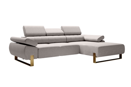 Set de canapea de colț cu scaun electric  Verica Mini Right - element gri 4 / Picioare aurii