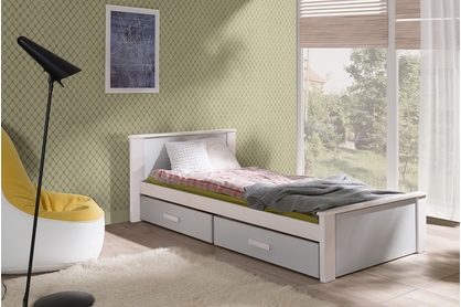 postel dzieciece přízemní Puttio - Bílý akrylová + šedý, 80x180 