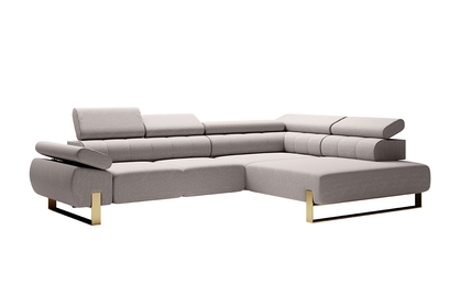Set de canapea de colț cu scaun electric extensibil Verica L dreapta - element gri 4 / auriu Picioare