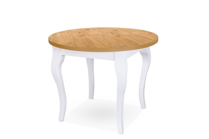 stôl okragly rozkladany 100-140 Monza 4 na drewnianych nogach - Dub lancelot / biale Nohy