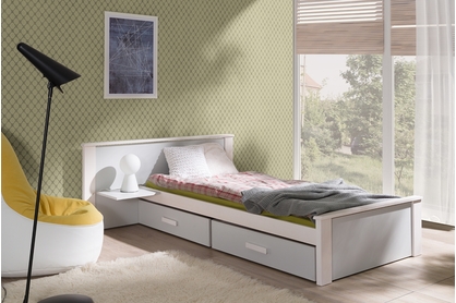 postel dzieciece přízemní Puttio II - Bílý akrylová + šedý, 80x180 