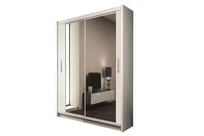 Skříň s posuvnými dveřmi se zrcadlem Paris 203 cm - Bílá