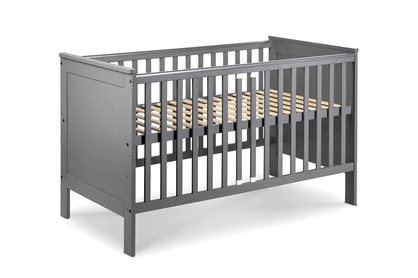 drevená posteľ dla niemowlaka so zábradlím Iwo - grafit, 140x70