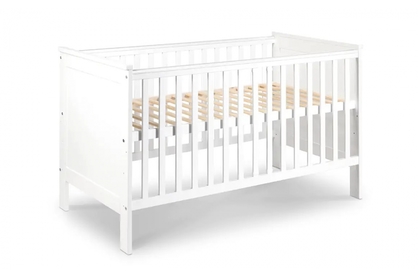 drevená posteľ dla niemowlaka so zábradlím Iwo - Biely, 140x70