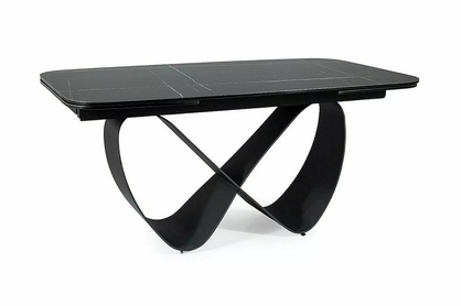 Rozkladací stôl Elunari 160-240x90 cm - mramor azario black / čierny mat