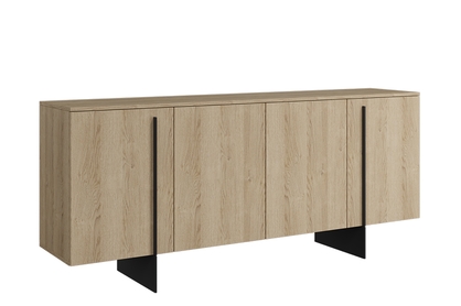 Štvor dverová komoda Larena 200 cm - biszkoptový dub / čierne nohy