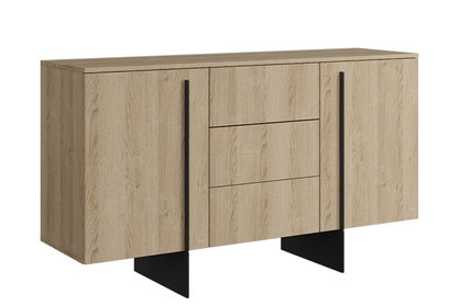 Komoda Larena 150 cm so zásuvkami - dub bisquit / čierne nožičky