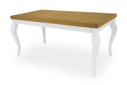 Stôl rozkladany w drewnianej okleinie 160-200 Fiorini na drewnianych nogach - Dub / biale Nohy