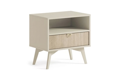 Nočný stolík a otvorenou policou Lumira - Pieskový / jedľa skandi