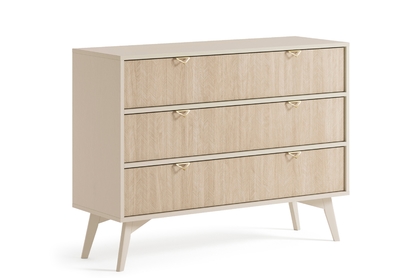 Piesková komoda Lumira 106 cm s tromi zásuvkami - škandinávsky vzor